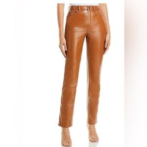 NWT AFRM Heston Faux Tan Leather High Rise Pants Size 27